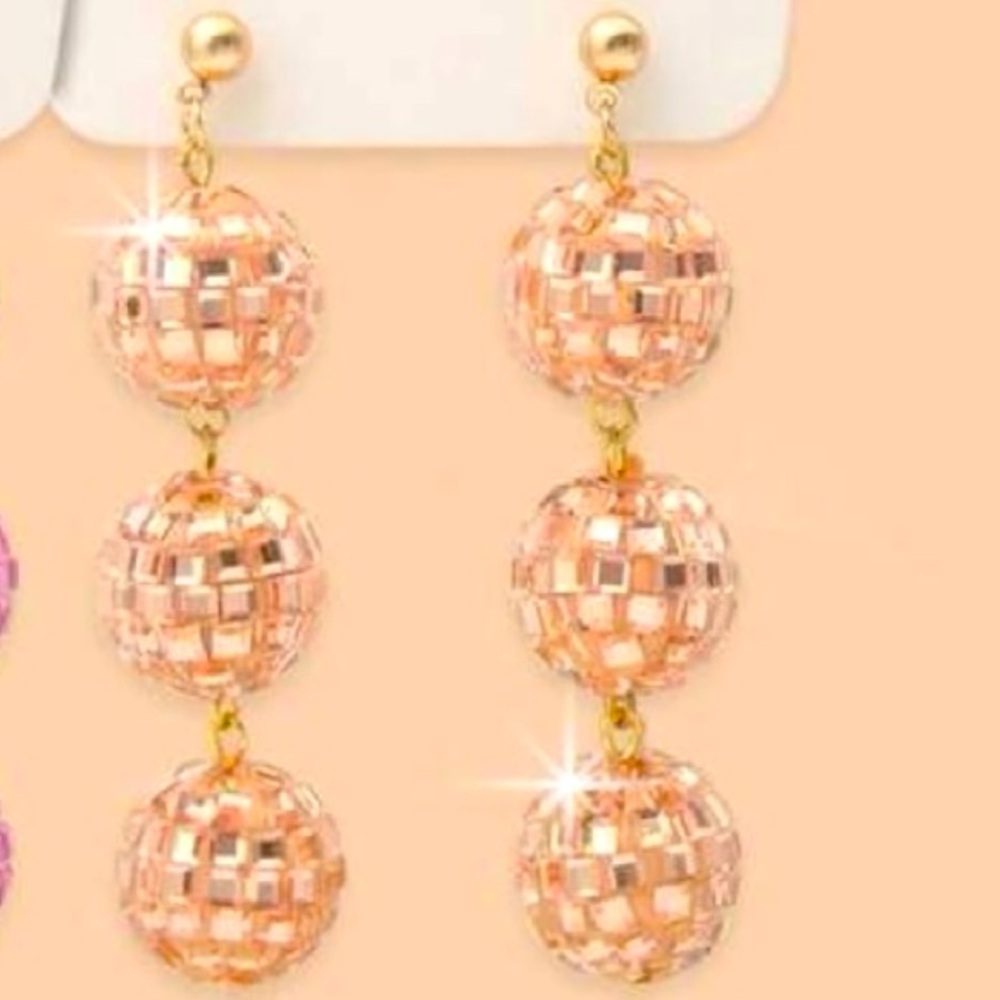 Champagne Disco Ball Earrings